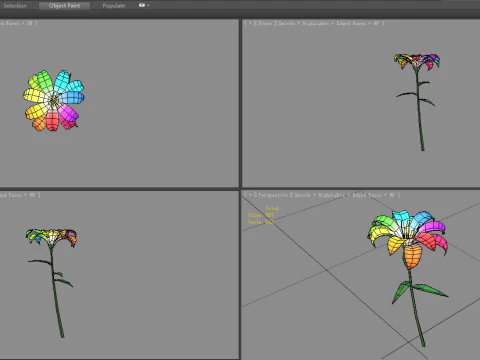 A multi-colored flower - Cartoon Magic Flower 3D Model