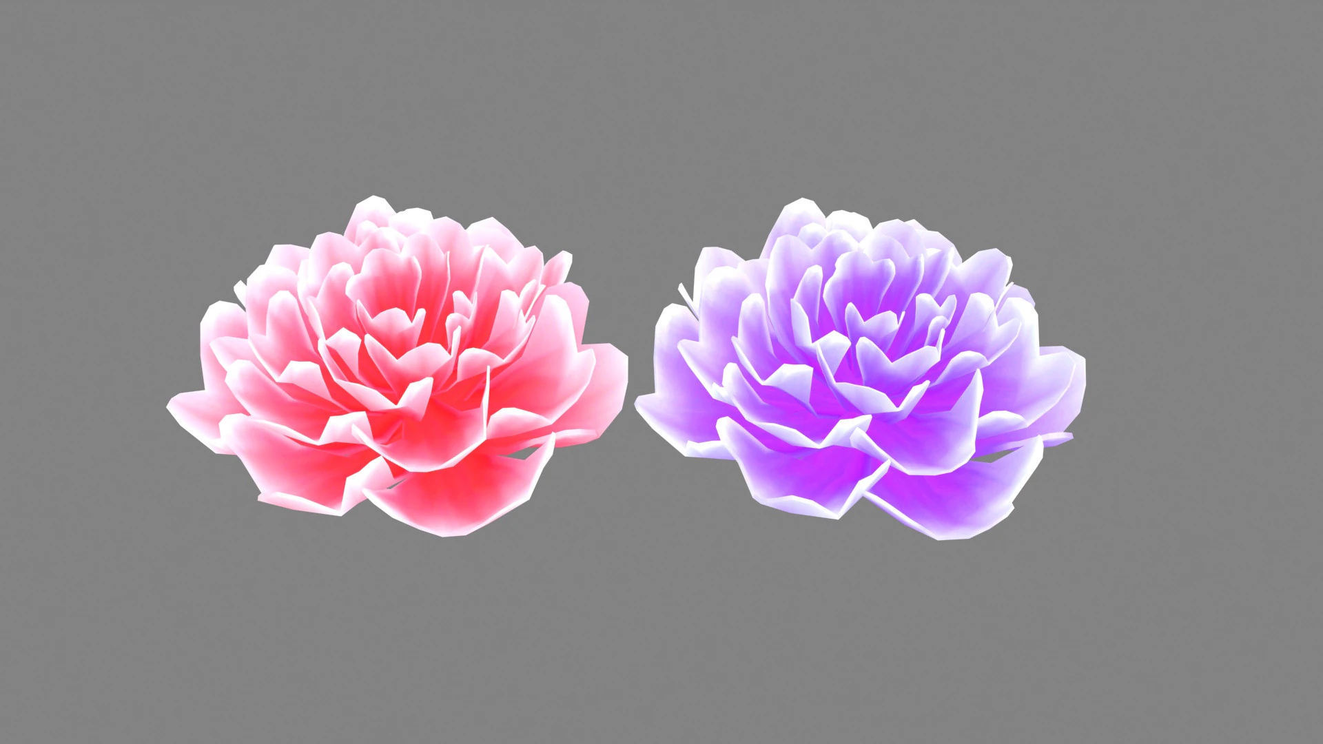 Cartoon red flower and purple flower 3D Model .c4d .max .obj .3ds .fbx .stl .blend 