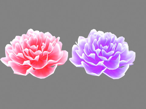 Cartoon red flower and purple flower 3D मॉडल