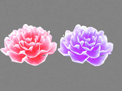 Kreskówka czerwony kwiat i fioletowy kwiat Model 3D