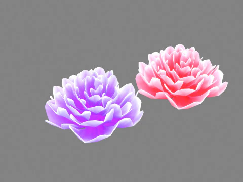 Cartoon red flower and purple flower 3D Model