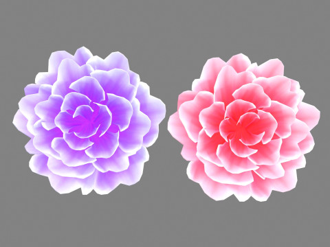 Cartoon red flower and purple flower Modèle 3D