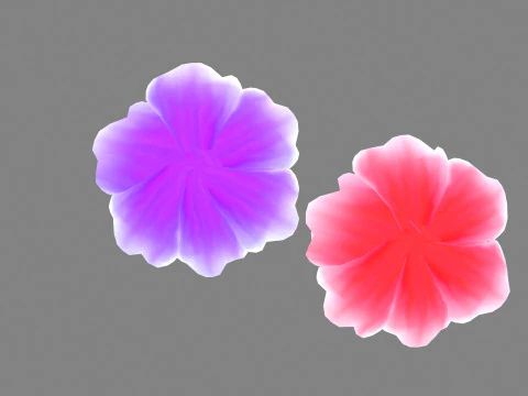 Cartoon red flower and purple flower 3D Model