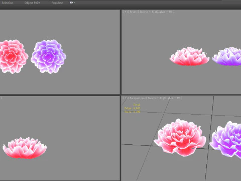 Cartoon red flower and purple flower 3D Model