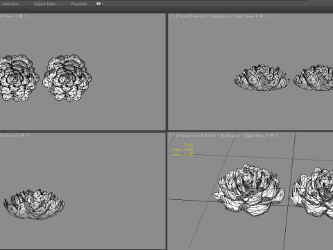 Cartoon red flower and purple flower 3D Model
