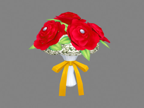 A bouquet of red roses 3D 模型