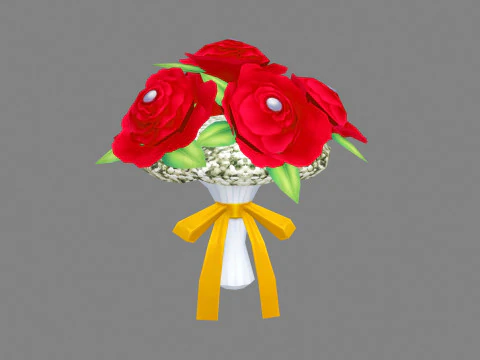 一束红玫瑰 3D 模型