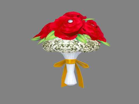 A bouquet of red roses 3D मॉडल