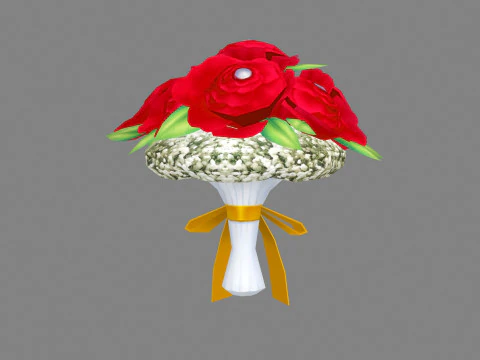 A bouquet of red roses 3D Model