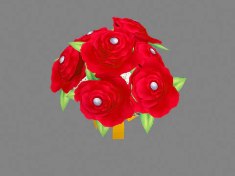 A bouquet of red roses 3D Model