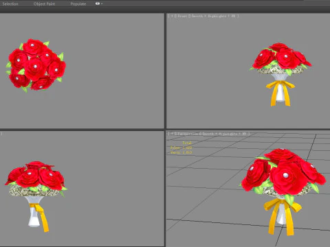 A bouquet of red roses 3D Model