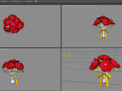 A bouquet of red roses 3D Model