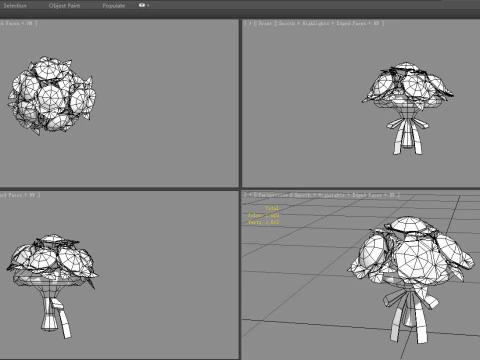 A bouquet of red roses 3D Model