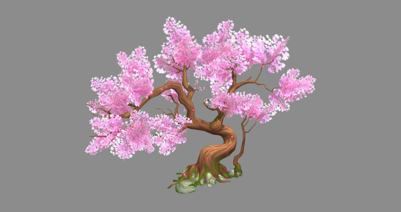 A peach blossom tree - small - Cherry blossom trees - sakura Model 3D .c4d .max .obj .3ds .fbx .stl .blend 