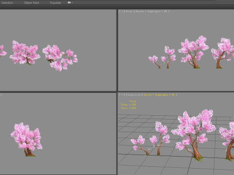 Four peach blossom trees - cherry blossom trees - sakura 3D Модель