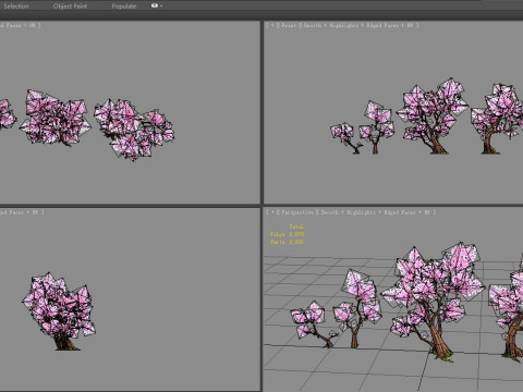 Four peach blossom trees - cherry blossom trees - sakura 3D Модель