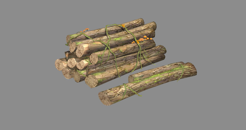 A pile of wood 3D Модель .c4d .max .obj .3ds .fbx .stl .blend 