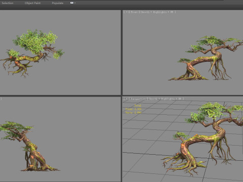 Curved vines - Swamp trees - jungle roots 3D Model