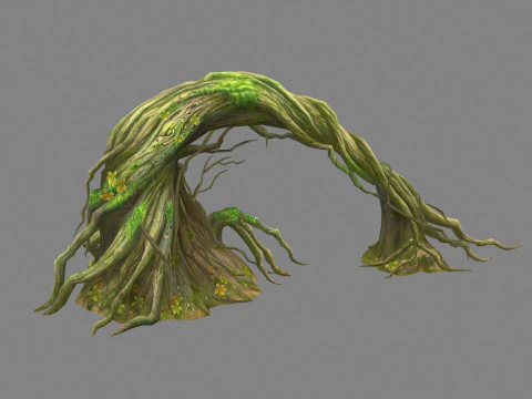 Omgevallen bomen - Gebogen wijnstokken - junglewortels 3D Model