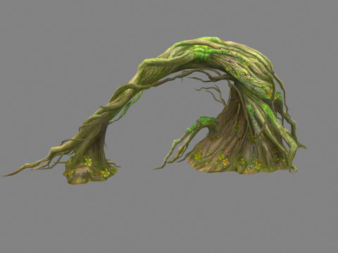 Fallen trees - Curved vines - jungle roots Modello 3D