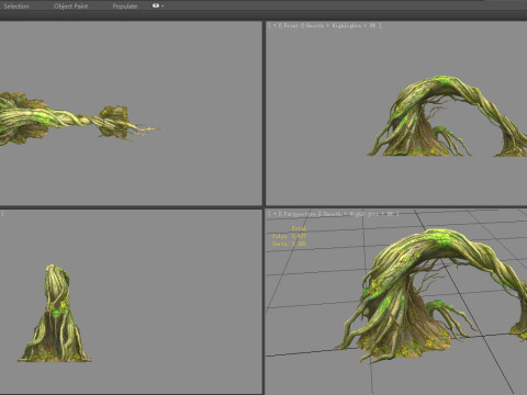 Fallen trees - Curved vines - jungle roots Modello 3D