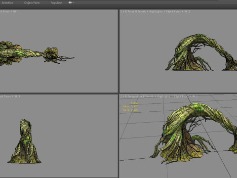 Fallen trees - Curved vines - jungle roots Modello 3D