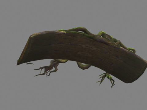 A natural wooden bridge formed by tree poles 3D Model