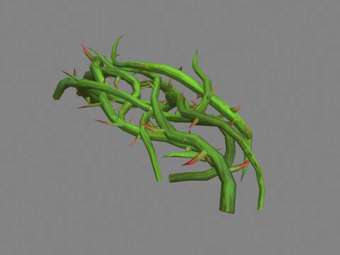 Cartoon Thorns bushes - Thorny plants 3D Model