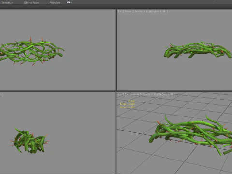 Cartoon Thorns bushes - Thorny plants 3D Model