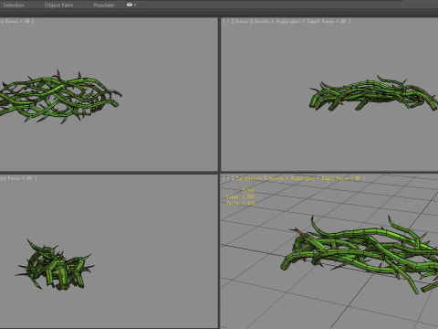 Cartoon Thorns bushes - Thorny plants 3D Model