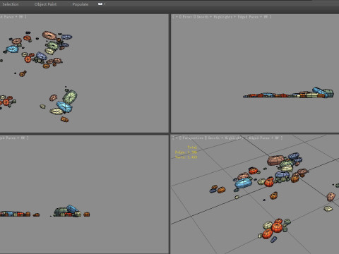 Cartoon pebbles - cobblestone - Colored stones - gravel 3Dモデル