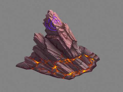 Pietra runica magica - Pietra magmatica - roccia vulcanica Modello 3D