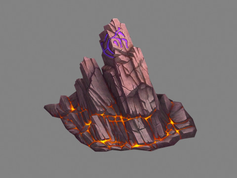 Magic Rune Stone - Magma stone - volcanic rock 3D Model