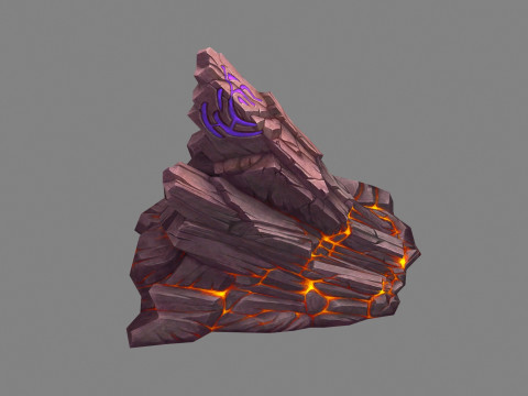 Magic Rune Stone - Magma stone - volcanic rock 3D Model