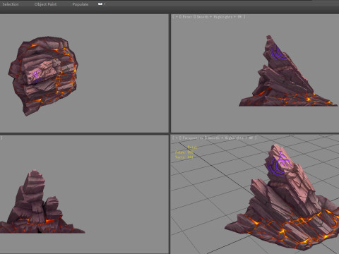 Magic Rune Stone - Magma stone - volcanic rock 3D Model
