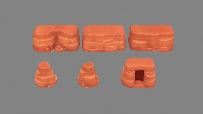 Cartoon desert mountains - rock - cave - stone 3D Model .c4d .max .obj .3ds .fbx .stl .blend 