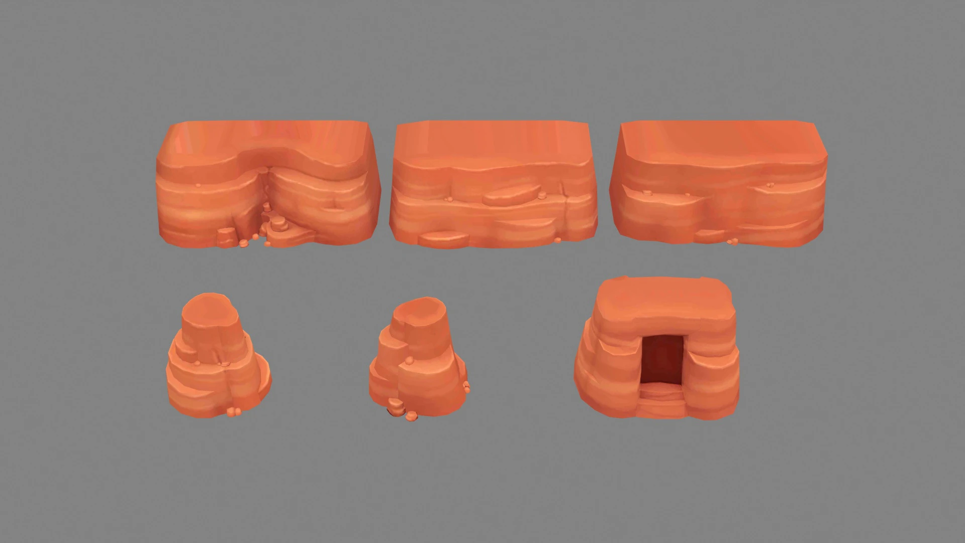 Cartoon desert mountains - rock - cave - stone 3D Model .c4d .max .obj .3ds .fbx .stl .blend 