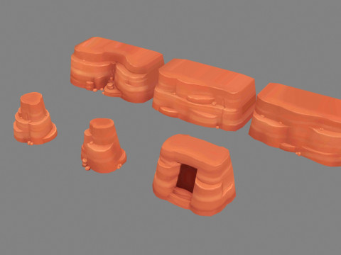 Cartoon desert mountains - rock - cave - stone 3D Model