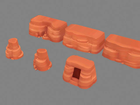 Cartoon desert mountains - rock - cave - stone 3D Model