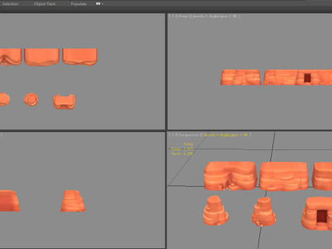 Cartoon desert mountains - rock - cave - stone 3D Model
