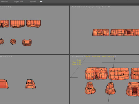 Cartoon desert mountains - rock - cave - stone 3D Model