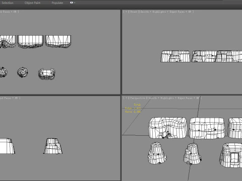 Cartoon desert mountains - rock - cave - stone 3D Model