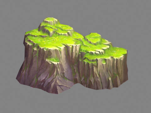 Мохові брили - Б - гори - скеля - камінь 3D Модель