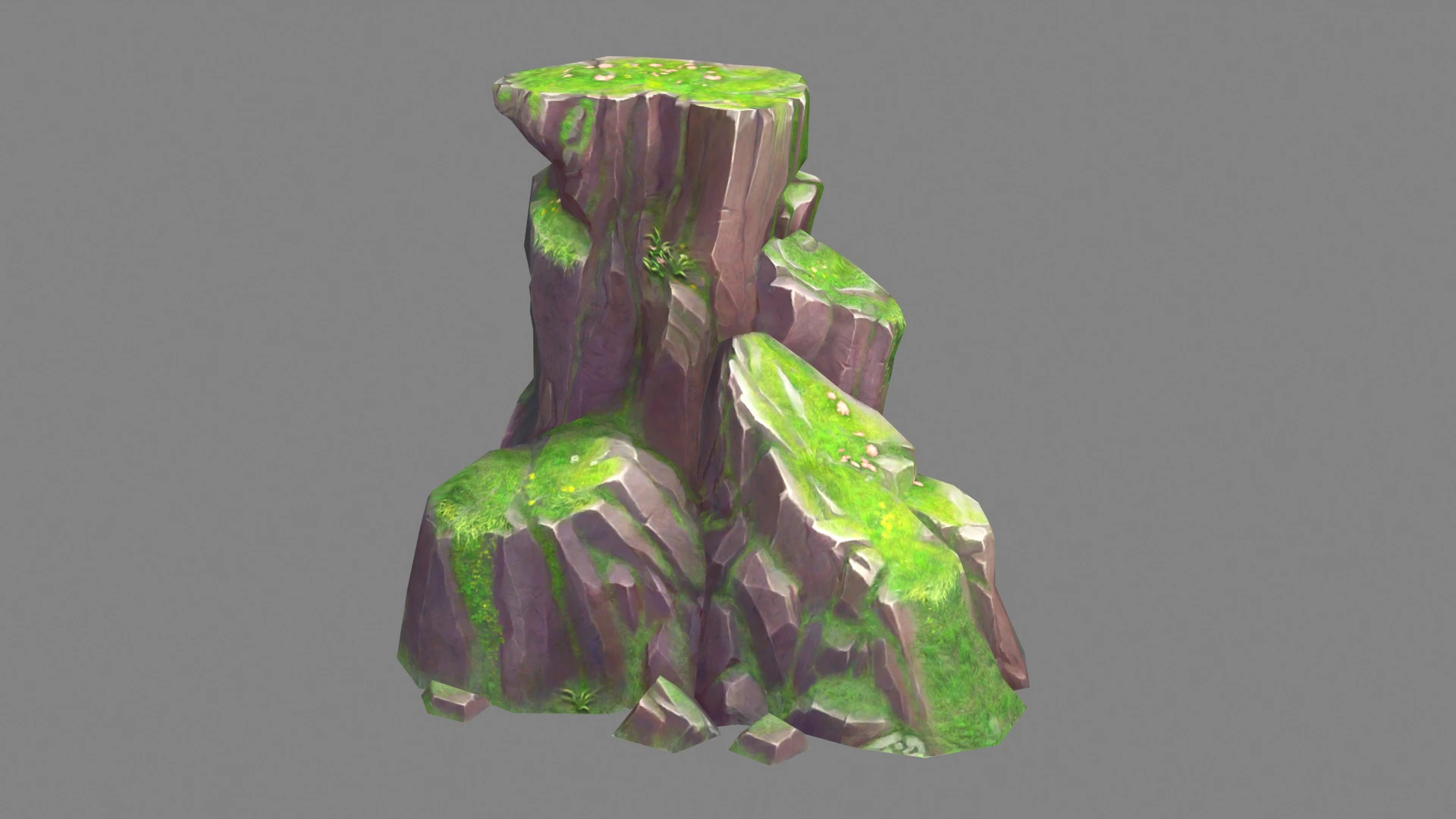 Moss boulders - C - mountains - rock - stone 3D Model .c4d .max .obj .3ds .fbx .stl .blend