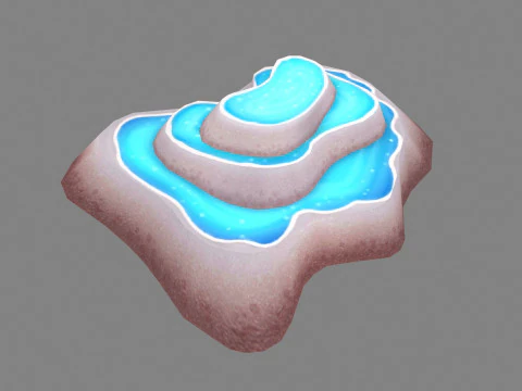 만화 연못 산 - 온천 - 바위 - 돌 3D 모델