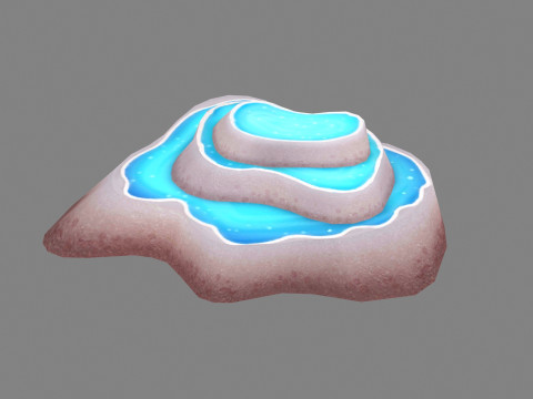 Cartoon Pond Mountain - hot spring - rock - stone 3D 모델