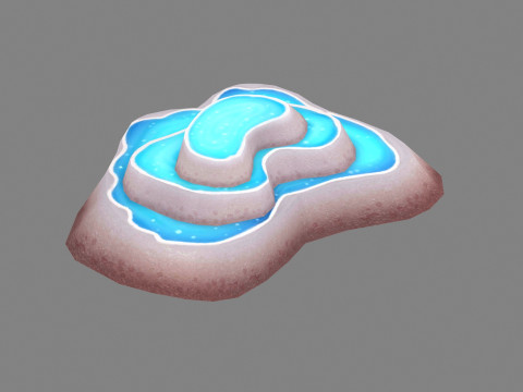 Cartoon Pond Mountain - hot spring - rock - stone 3D 모델