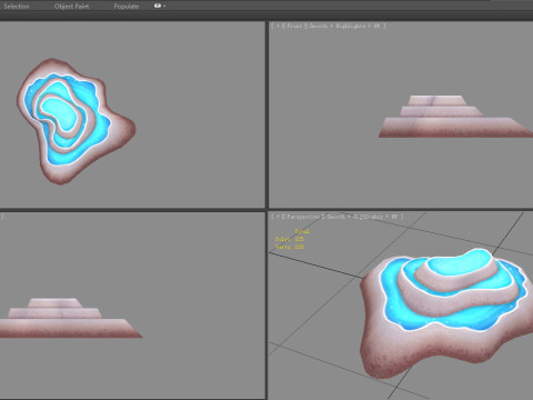 Cartoon Pond Mountain - hot spring - rock - stone 3D 모델