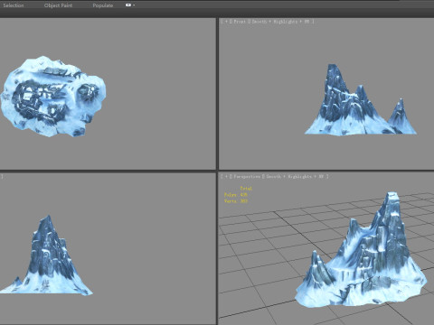 Frozen mountains - Snow stones - glaciers - rock 3D Model