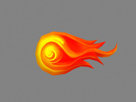 Spellcaster Skill - Fireball - Game Skills - Cartoon Flame Model 3D